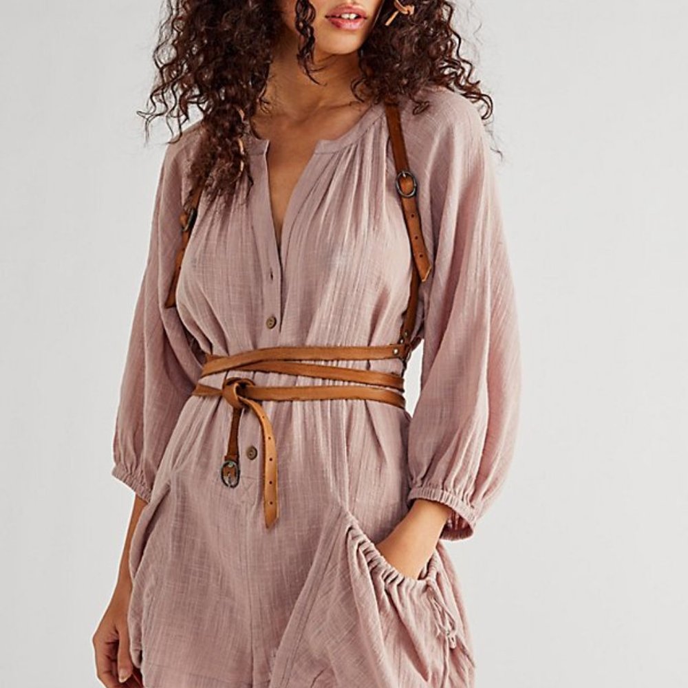 Free People Mauve Dress with Brown Straps